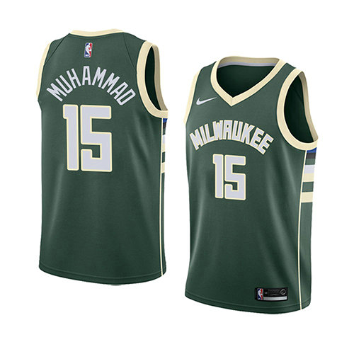 Camiseta baloncesto Shabazz Muhammad 15 Icon 2018 Verde Milwaukee Bucks Hombre