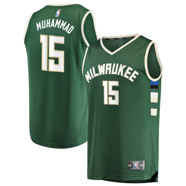 Camiseta baloncesto Shabazz Muhammad 15 Icon Edition Verde Milwaukee Bucks Nino