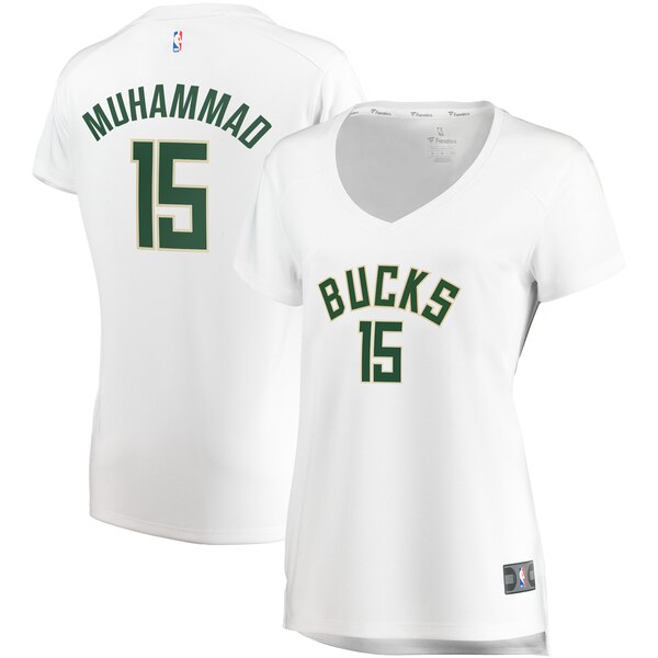 Camiseta baloncesto Shabazz Muhammad 15 association edition Blanco Milwaukee Bucks Mujer