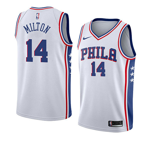 Camiseta baloncesto Shake Milton 14 Association 2018 Blanco Philadelphia 76ers Hombre