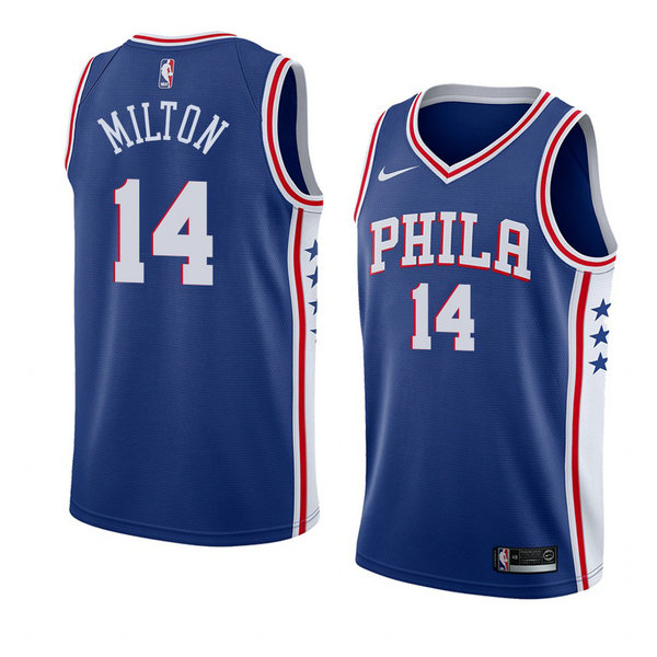 Camiseta baloncesto Shake Milton 14 Icon 2018 Azul Philadelphia 76ers Hombre