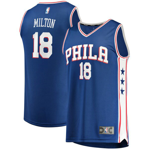 Camiseta baloncesto Shake Milton 18 Icon Edition Azul Philadelphia 76ers Hombre