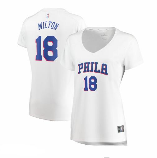 Camiseta baloncesto Shake Milton 18 association edition Blanco Philadelphia 76ers Mujer
