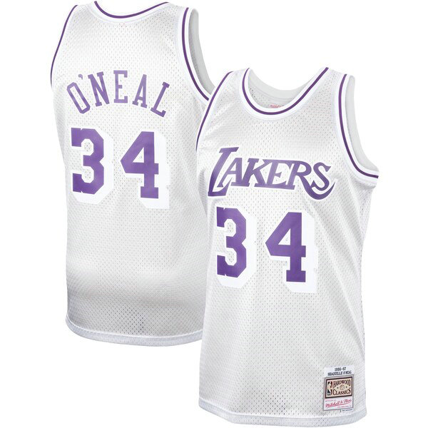 Camiseta baloncesto Shaquille O'Neal 34 Classics Platinum Swingman Blanco Los Angeles Lakers Hombre