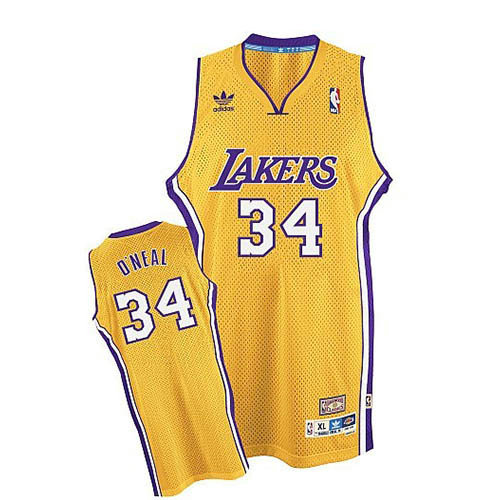 Camiseta baloncesto Shaquille O'Neal 34 Retro Amarillo Los Angeles Lakers Hombre