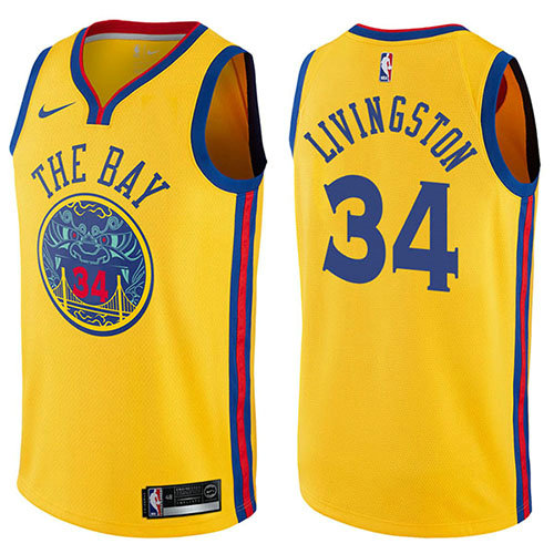Camiseta baloncesto Shaun Livingston 34 Chinese Heritage Ciudad 2017-18 Amarillo Golden State Warriors Hombre