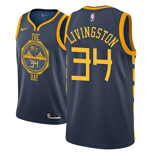 Camiseta baloncesto Shaun Livingston 34 Ciudad 2018-19 Azul Golden State Warriors Hombre