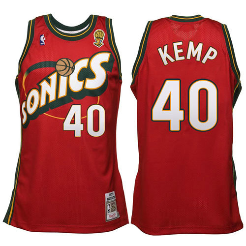 Camiseta baloncesto Shawn Kemp 40 Historic Retro Rojo Seattle Supersonics Hombre