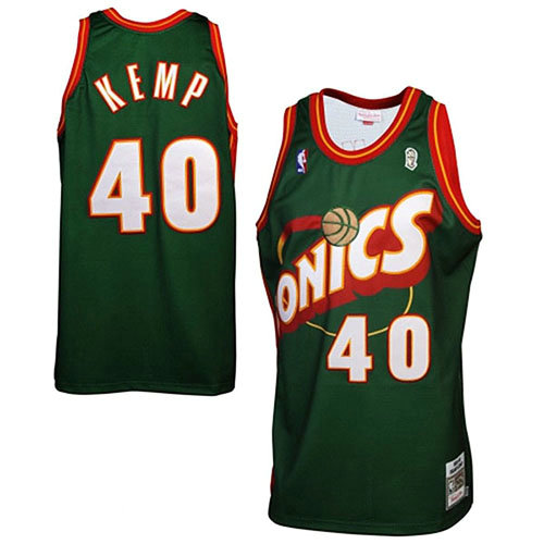 Camiseta baloncesto Shawn Kemp 40 Historic Retro Verde Seattle Supersonics Hombre