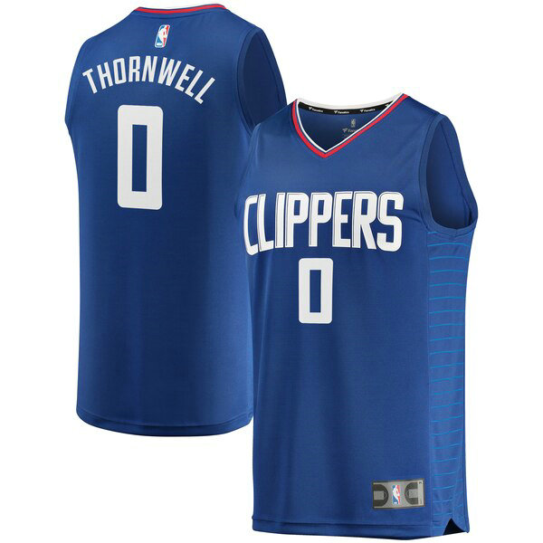 Camiseta baloncesto Sindarius Thornwell 0 Icon Edition Azul Los Angeles Clippers Hombre