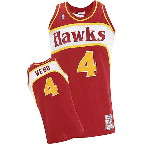 Camiseta baloncesto Spud Webb 4 Retro Rojo Atlanta Hawks Hombre