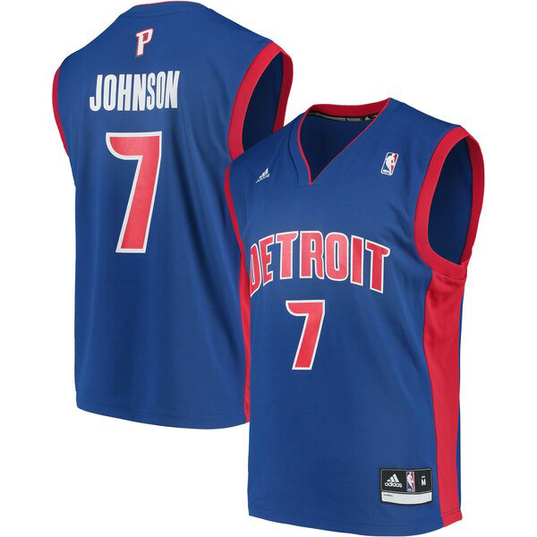 Camiseta baloncesto Stanley Johnson 7 adidas Road Replica Azul Detroit Pistons Hombre