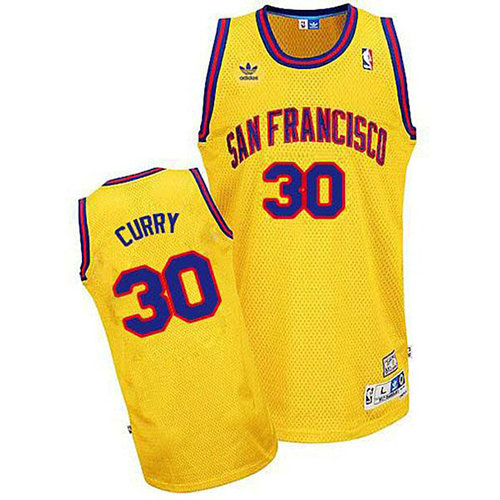 Camiseta baloncesto Stephen Curry 30 Retro Amarillo Golden State Warriors Hombre
