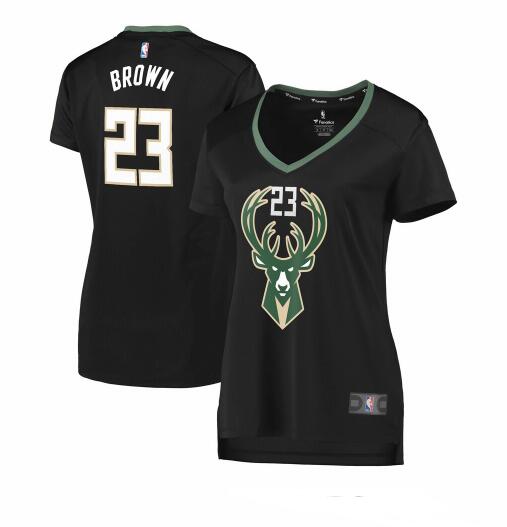 Camiseta baloncesto Sterling Brown 23 statement edition Negro Milwaukee Bucks Mujer