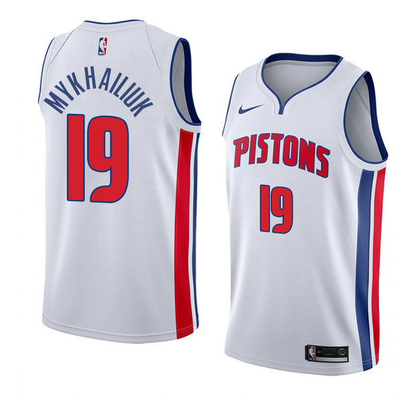 Camiseta baloncesto Svi Mykhailiuk 19 Association 2018 Blanco Detroit Pistons Hombre