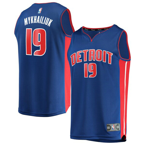 Camiseta baloncesto Svi Mykhailiuk 19 Icon Edition Azul Detroit Pistons Hombre