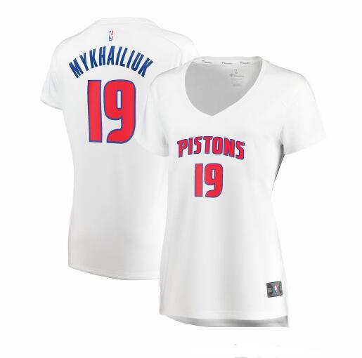 Camiseta baloncesto Sviatoslav Mykhailiuk 19 association edition Blanco Detroit Pistons Mujer