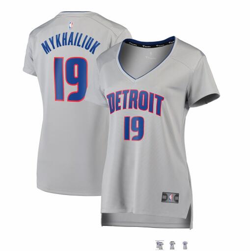 Camiseta baloncesto Sviatoslav Mykhailiuk 19 statement edition Gris Detroit Pistons Mujer