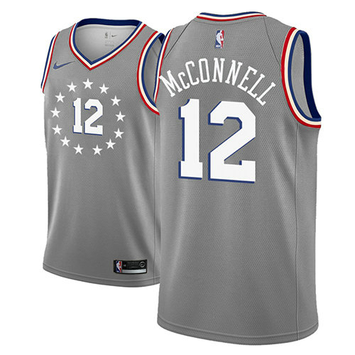 Camiseta baloncesto T.J. McConnell 12 Ciudad 2018-19 Gris Philadelphia 76ers Hombre