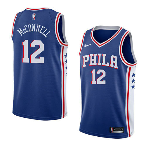 Camiseta baloncesto T.J. McConnell 12 Icon 2018 Azul Philadelphia 76ers Hombre