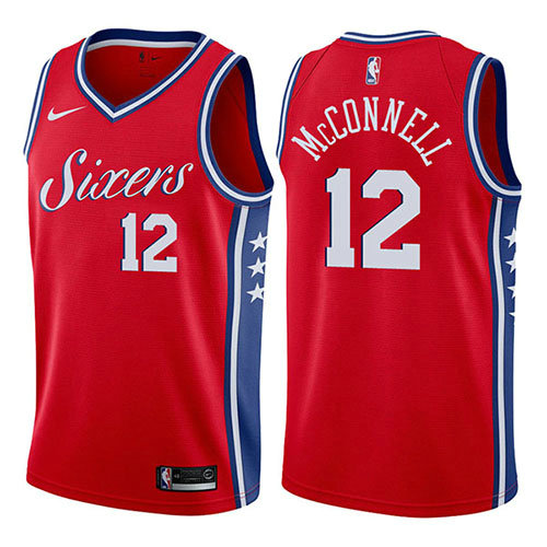 Camiseta baloncesto T.J. McConnell 12 Statement 2017-18 Rojo Philadelphia 76ers Hombre