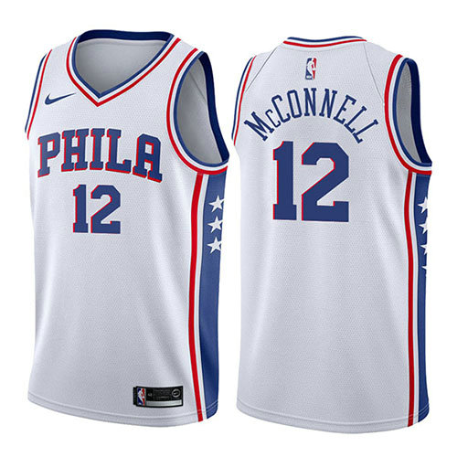 Camiseta baloncesto T.J. McConnell 12 Swingman Association 2017-18 Blanco Philadelphia 76ers Hombre