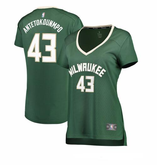 Camiseta baloncesto Thanasis Antetokounmpo 43 icon edition Verde Milwaukee Bucks Mujer