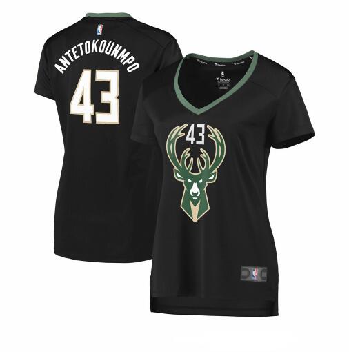 Camiseta baloncesto Thanasis Antetokounmpo 43 statement edition Negro Milwaukee Bucks Mujer