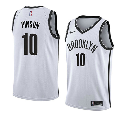 Camiseta baloncesto Theo Pinson 10 Association 2018 Blanco Brooklyn Nets Hombre