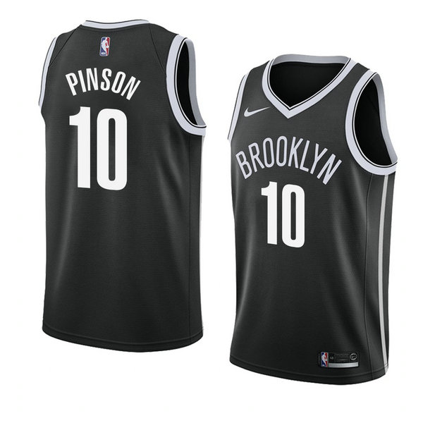 Camiseta baloncesto Theo Pinson 10 Icon 2018 Negro Brooklyn Nets Hombre