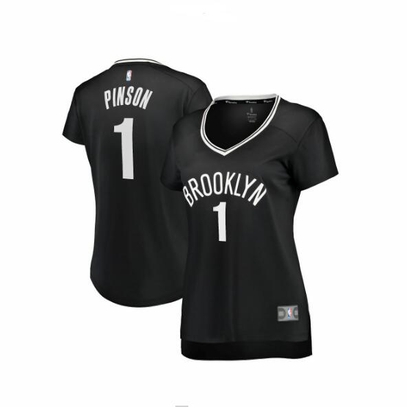 Camiseta baloncesto Theo Pinson 1 icon edition Negro Brooklyn Nets Mujer