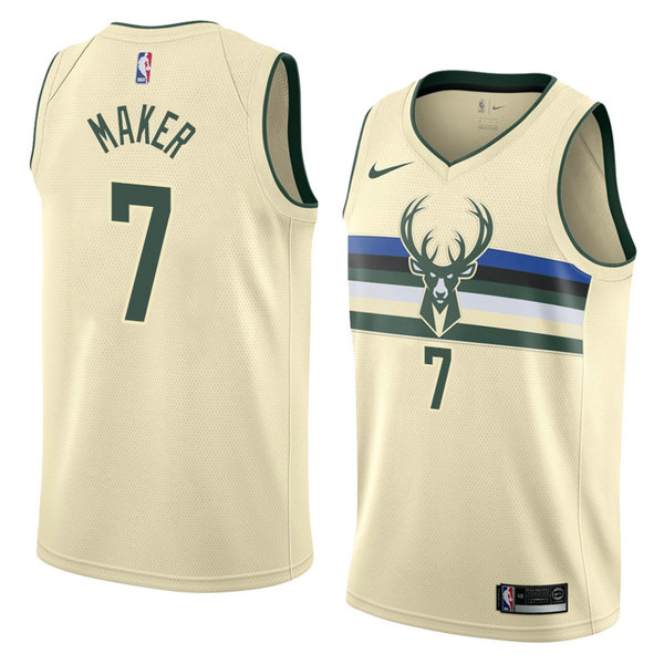 Camiseta baloncesto Thon Maker 7 Ciudad 2018 Crema Milwaukee Bucks Hombre