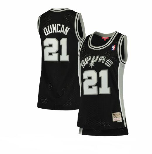 Camiseta baloncesto Tim Duncan 21 hardwood classics Negro San Antonio Spurs Mujer