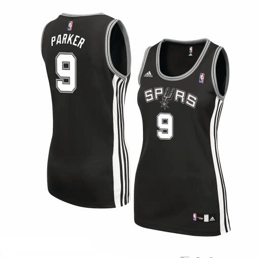 Camiseta baloncesto Tony Parker 9 Réplica Negro San Antonio Spurs Mujer