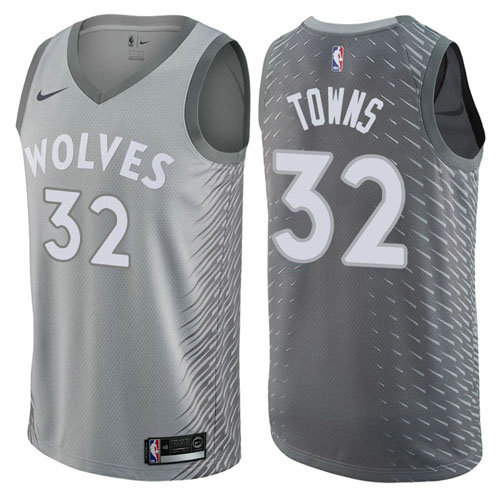 Camiseta baloncesto Towns 32 Ciudad 2017-18 Gris Minnesota Timberwolves Hombre