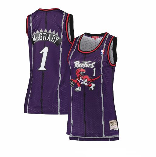Camiseta baloncesto Tracy McGrady 1 hardwood classics Púrpura Toronto Raptors Mujer