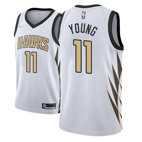 Camiseta baloncesto Trae Young 11 Ciudad 2018-19 Blanco Atlanta Hawks Hombre