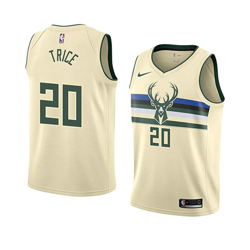 Camiseta baloncesto Travis Trice 20 Ciudad 2018 Crema Milwaukee Bucks Hombre