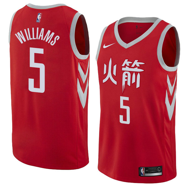 Camiseta baloncesto Troy Williams 5 Ciudad 2018 Rojo Houston Rockets Hombre
