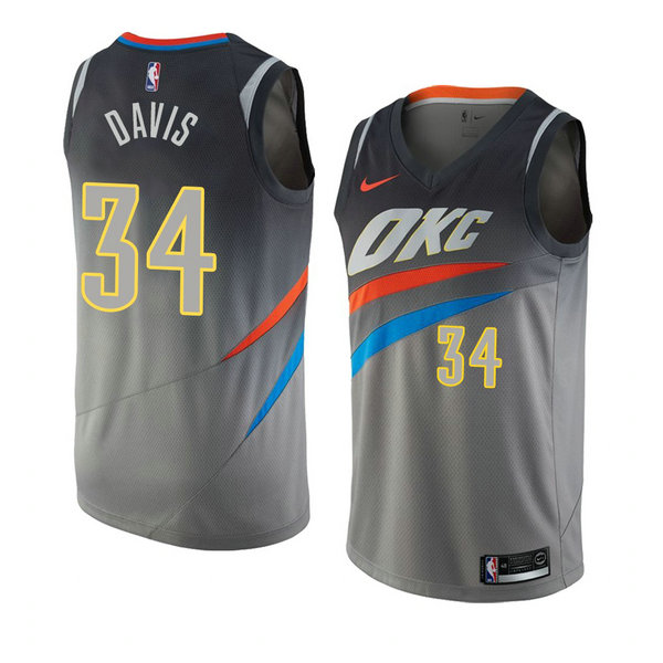 Camiseta baloncesto Tyler Davis 34 Ciudad 2018 Gris Oklahoma City Thunder Hombre