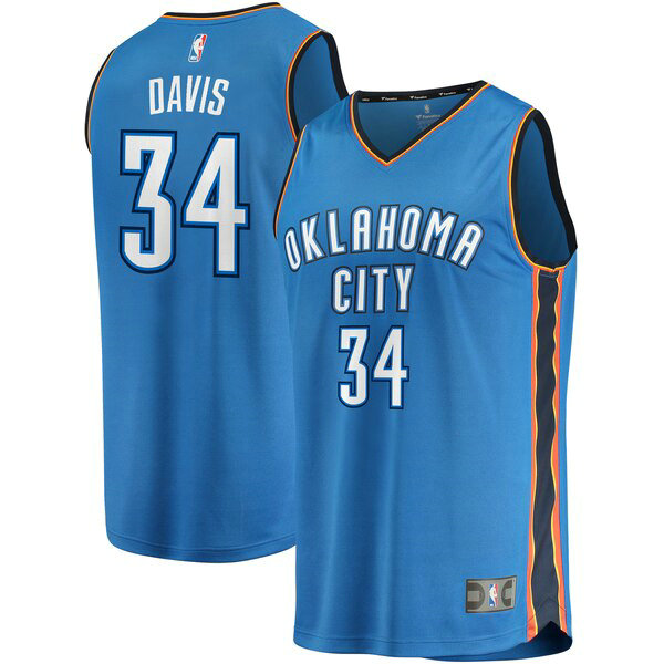 Camiseta baloncesto Tyler Davis 34 Icon Edition Azul Oklahoma City Thunder Hombre