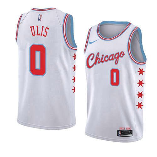Camiseta baloncesto Tyler Ulis 0 Ciudad 2018 Blanco Chicago Bulls Hombre
