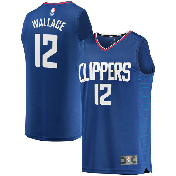 Camiseta baloncesto Tyrone Wallace 12 Icon Edition Azul Los Angeles Clippers Hombre