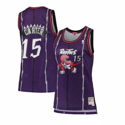 Camiseta baloncesto Vince Carter 15 hardwood classics Púrpura Toronto Raptors Mujer