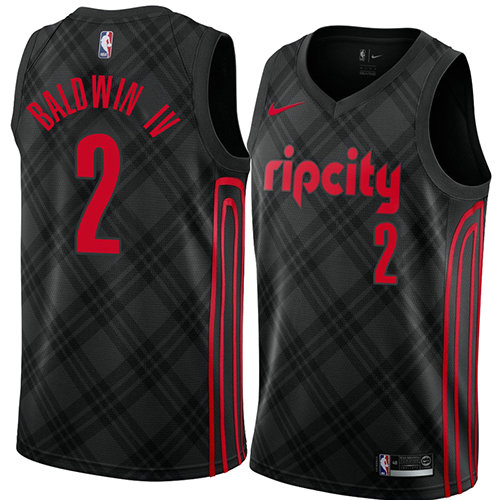 Camiseta baloncesto Wade Baldwin IV 2 Ciudad 2018 Negro Portland Trail Blazers Hombre