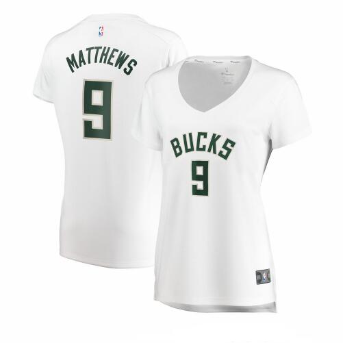 Camiseta baloncesto Wesley Matthews 9 association edition Blanco Milwaukee Bucks Mujer