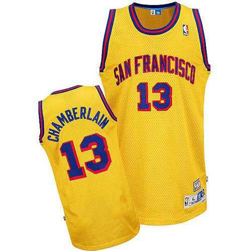 Camiseta baloncesto Wilt Chamberlain 13 Retro Amarillo Golden State Warriors Hombre