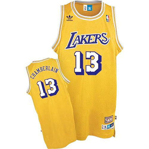 Camiseta baloncesto Wilt Chamberlain 13 Retro Amarillo Los Angeles Lakers Hombre