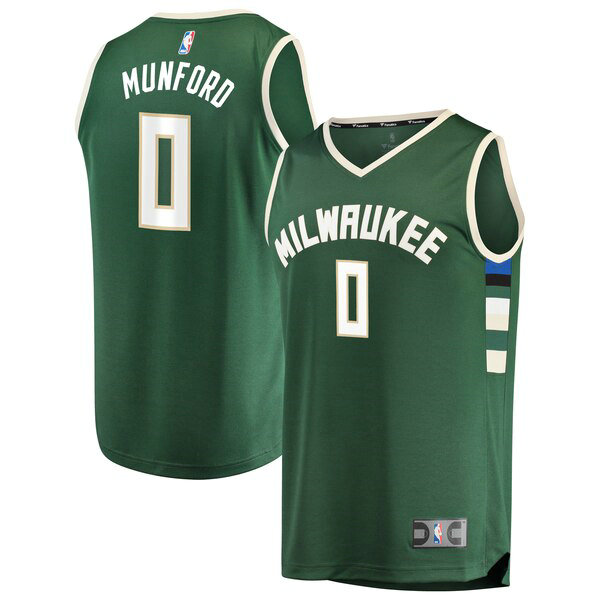 Camiseta baloncesto Xavier Munford 0 Icon Edition Verde Milwaukee Bucks Hombre