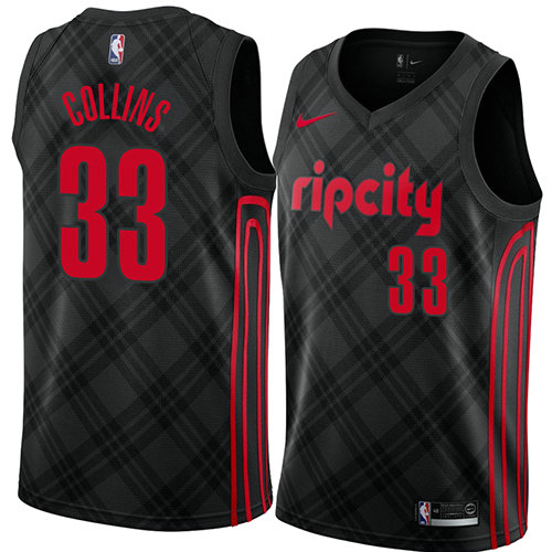 Camiseta baloncesto Zach Collins 33 Ciudad 2018 Negro Portland Trail Blazers Hombre